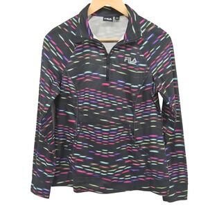 Fila Sport Womens Quarter Zip Pullover Sweatshirt Sz Small Multicolor Activewear
